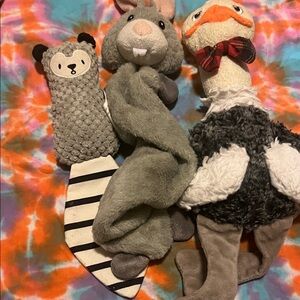 Plush Gray & Cream Dog Squeaky Toy Set - Soft Fetch & Chew